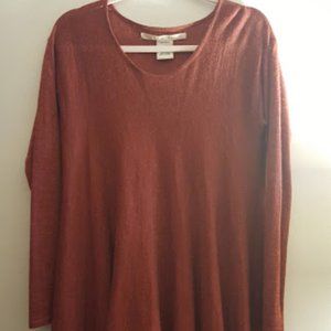 Knit Red Long-Sleeved Tapered Dress